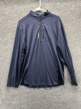 Reebok Pullover Mens Large Blue 1/4 Zip Long Sleeve Running Performance Top